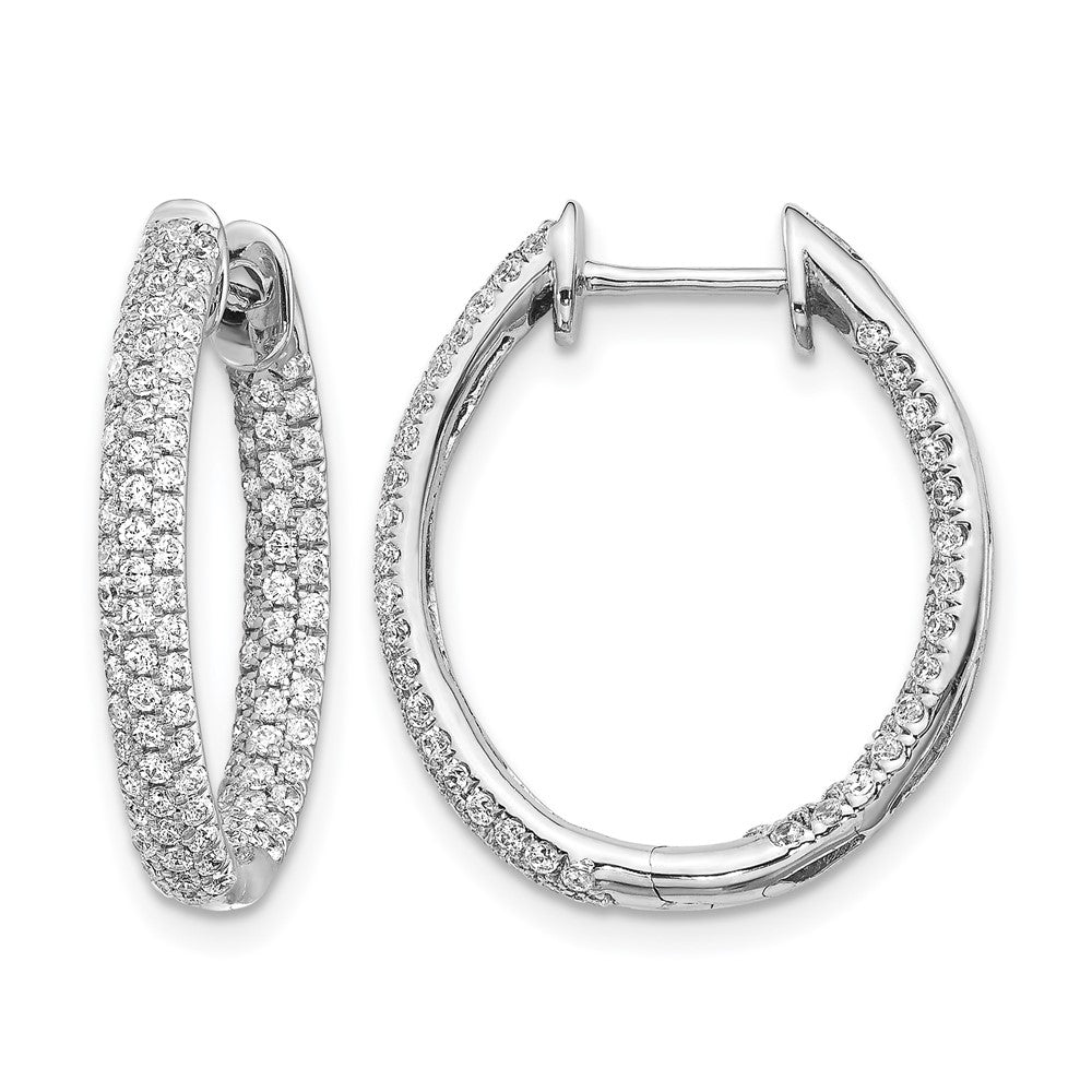 14k White Gold Diamond In/Out Hinged Hoop Earrings - 6