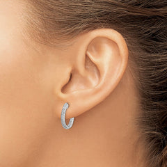 14k White Gold Diamond In/Out Hinged Hoop Earrings - 7