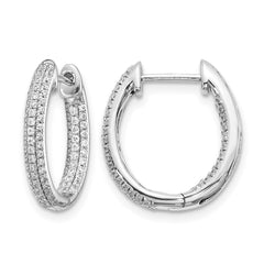 14k White Gold Diamond In/Out Hinged Hoop Earrings - 7