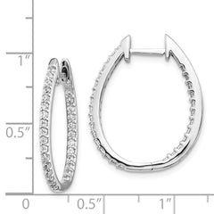 14k White Gold In/Out Diamond Hinged Hoop Earrings - 2