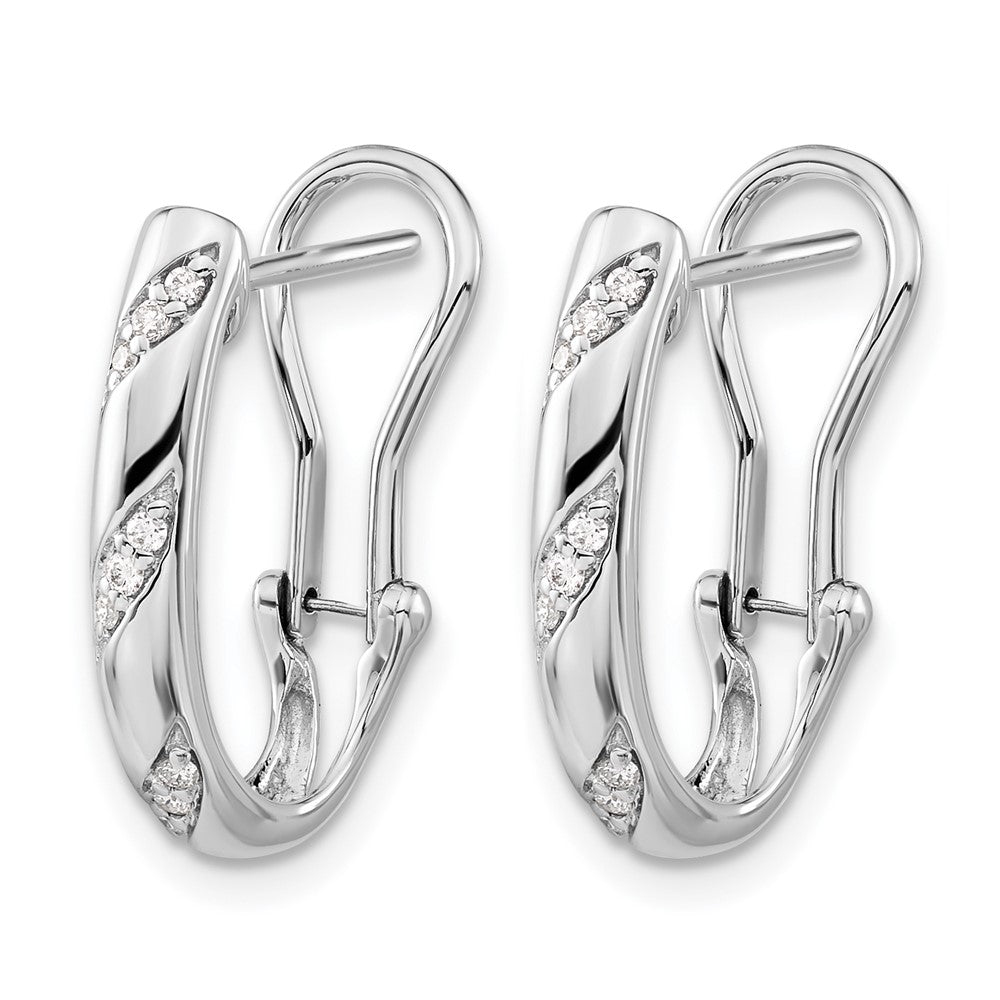 14k White Gold Diamond Omega Back Earrings