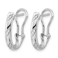 14k White Gold Diamond Omega Back Earrings