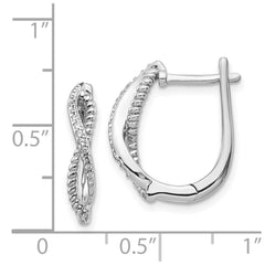 14k White Gold Diamond and Twisted Rope Hinged Post Earrings