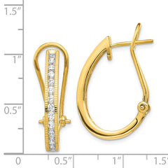 14k Gold Diamond Omega Back Hoop Earrings