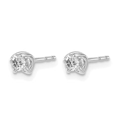 14k White Gold Diamond Post Earrings - 5