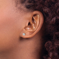 14k White Gold Diamond Post Earrings - 5