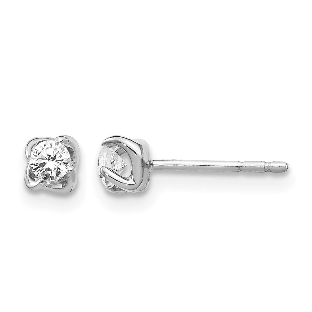 14k White Gold Diamond Post Earrings - 5
