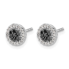 14k White Gold Black/White Diamond Cluster Post Earrings