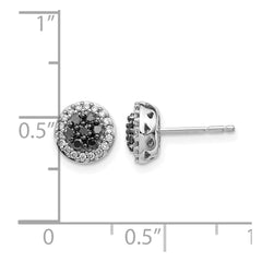 14k White Gold Black/White Diamond Cluster Post Earrings