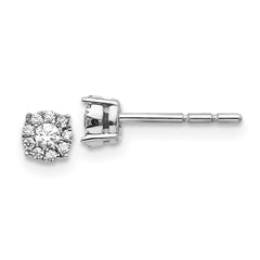 14k White Gold Diamond Cluster Post Earrings - 4