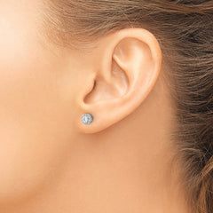 14k White Gold Diamond Cluster Post Earrings - 11