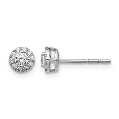 14k White Gold Diamond Cluster Post Earrings - 11