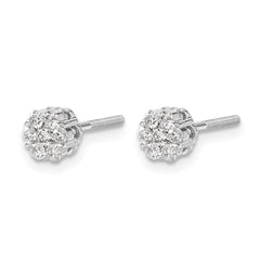 14k White Gold Diamond Cluster Screwback Earrings - 3