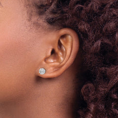 14k White Gold Diamond Cluster Push Back  Earrings