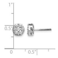 14k White Gold Diamond Cluster Screwback Earrings - 4