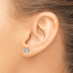14k White Gold Diamond Cluster Post Earrings - 12