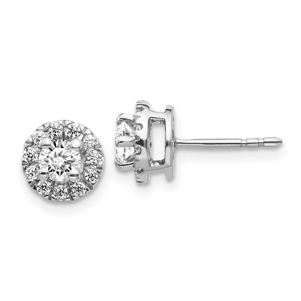 14k White Gold Diamond Cluster Post Earrings - 2