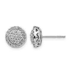 14k White Gold Diamond Cluster Post Earrings - 7