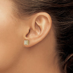14k Diamond Square Screw Back Post Earrings - 2