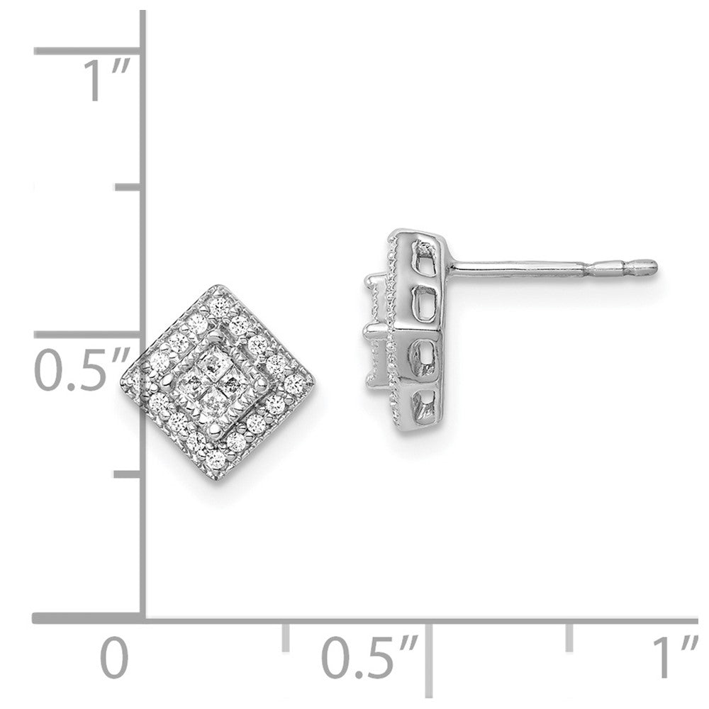 14k White Gold Diamond Post Earrings