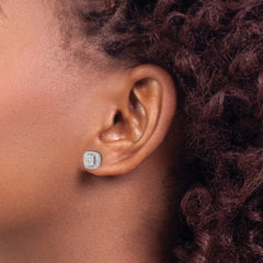 14k White Gold Diamond Post Earrings - 7