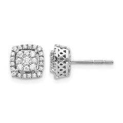 14k White Gold Diamond Post Earrings - 7