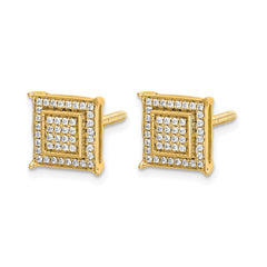 14k Diamond Small Double Square Bezel Post Earrings