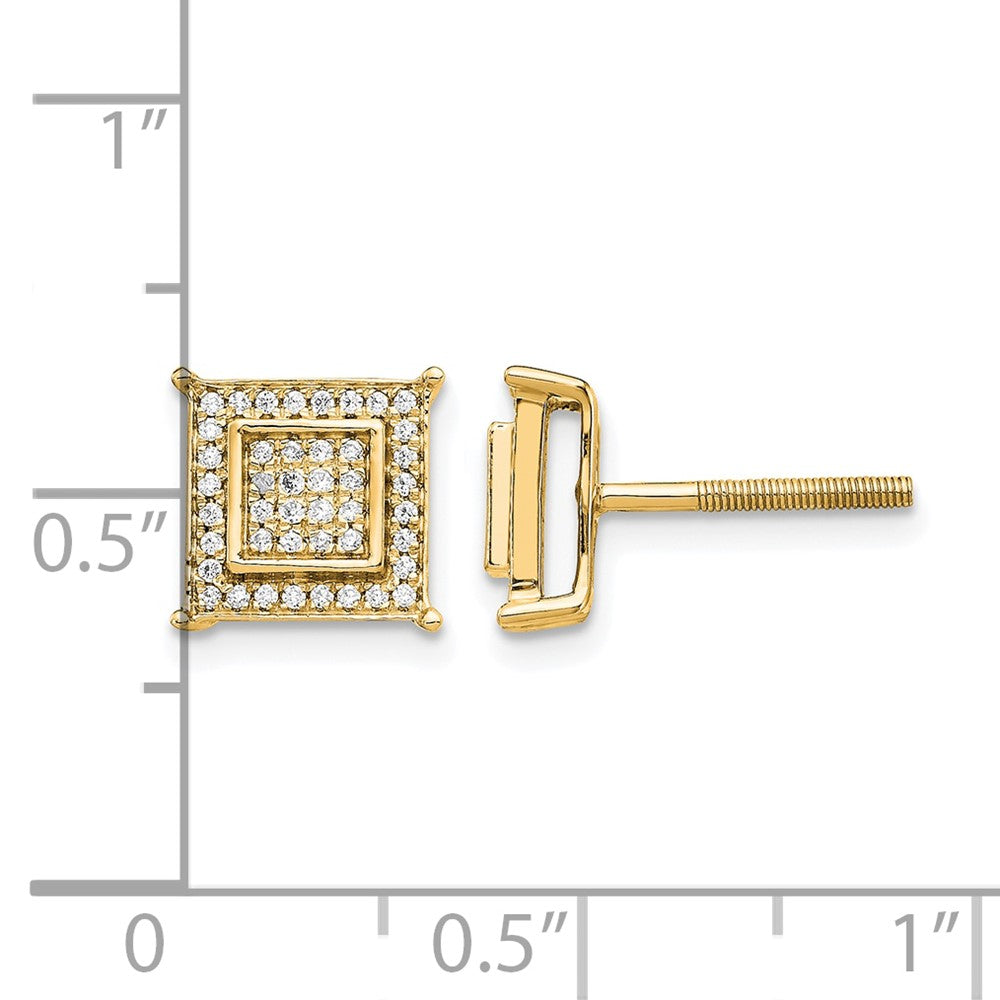 14k Diamond Small Double Square Bezel Post Earrings