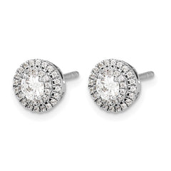 14k White Gold Diamond Cluster Post Earrings - 13