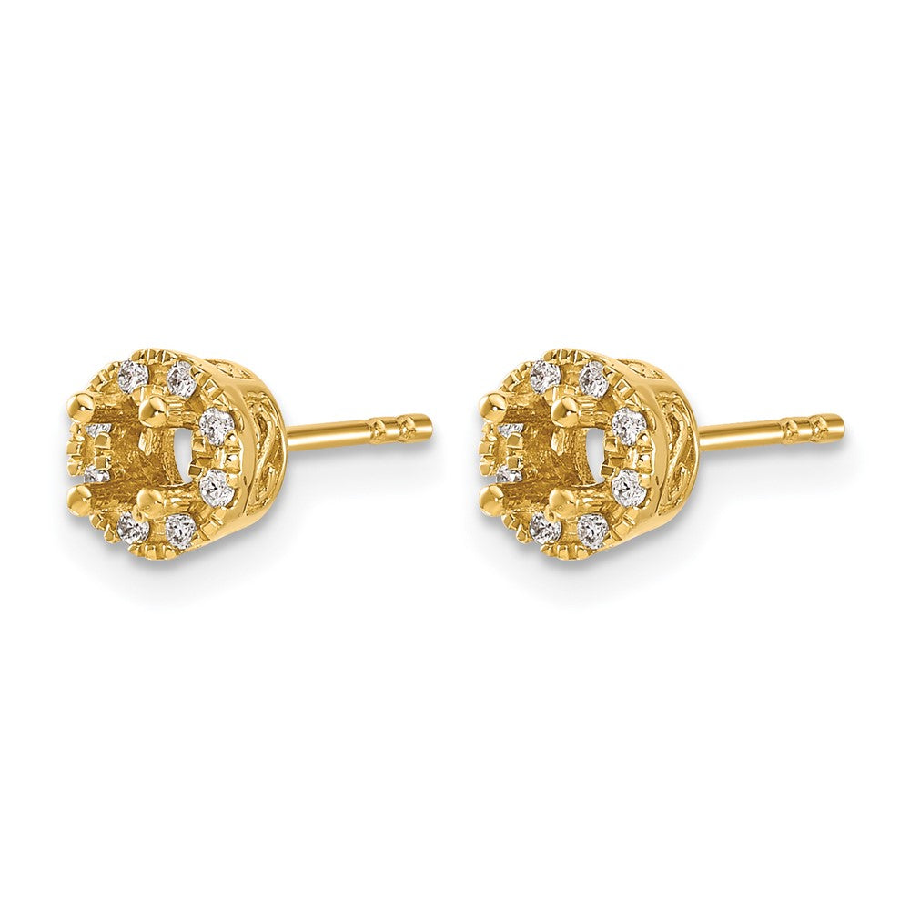 14k Diamond Semi-mount Stud Earrings - 3