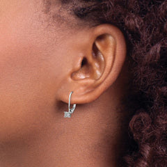 14k White Gold Diamond Cluster Leverback Earrings - 7