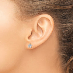 14k White Gold Diamond Star Post Earrings - 2