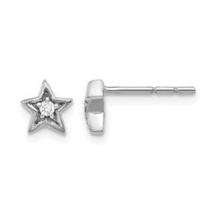 14k White Gold Diamond Star Post Earrings - 2