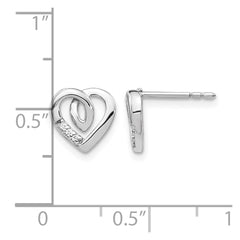 14k White Gold Diamond Heart Post Earrings - 4
