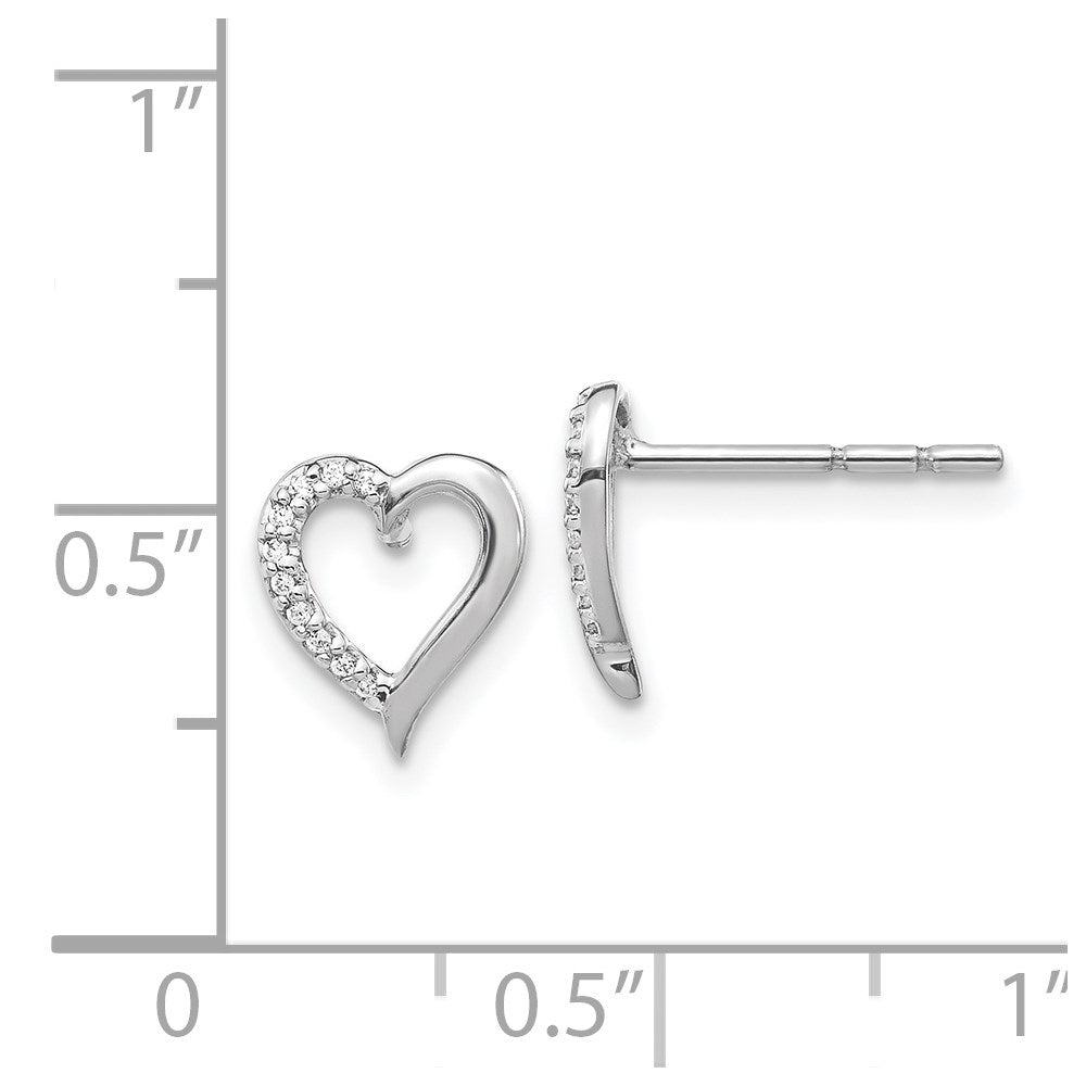 14k White Gold Diamond Heart Earrings