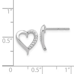 14k White Gold Diamond Heart Earrings - 2