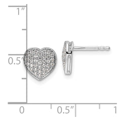 14k White Gold Diamond Heart Post Earrings