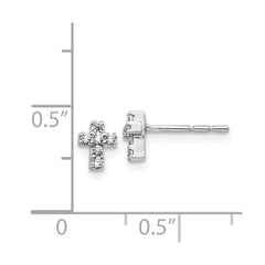 14k White Gold Diamond Cross Earrings
