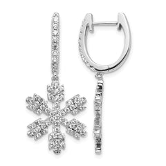 14k White Gold Diamond Snowflake Earrings - 4