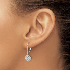 14k White Gold Diamond Leverback Earrings - 3
