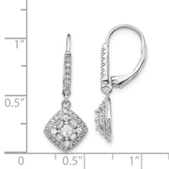 14k White Gold Diamond Leverback Earrings - 3