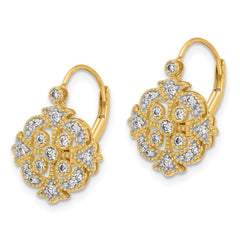 14k Diamond Leverback Earrings - 2
