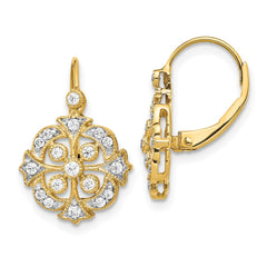14k Diamond Leverback Earrings - 2