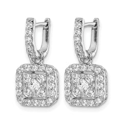 14k White Gold Diamond Hinged Earrings - 2