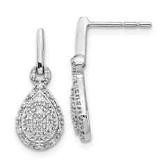 14k White Gold Diamond Teardrop Post Earrings - 2