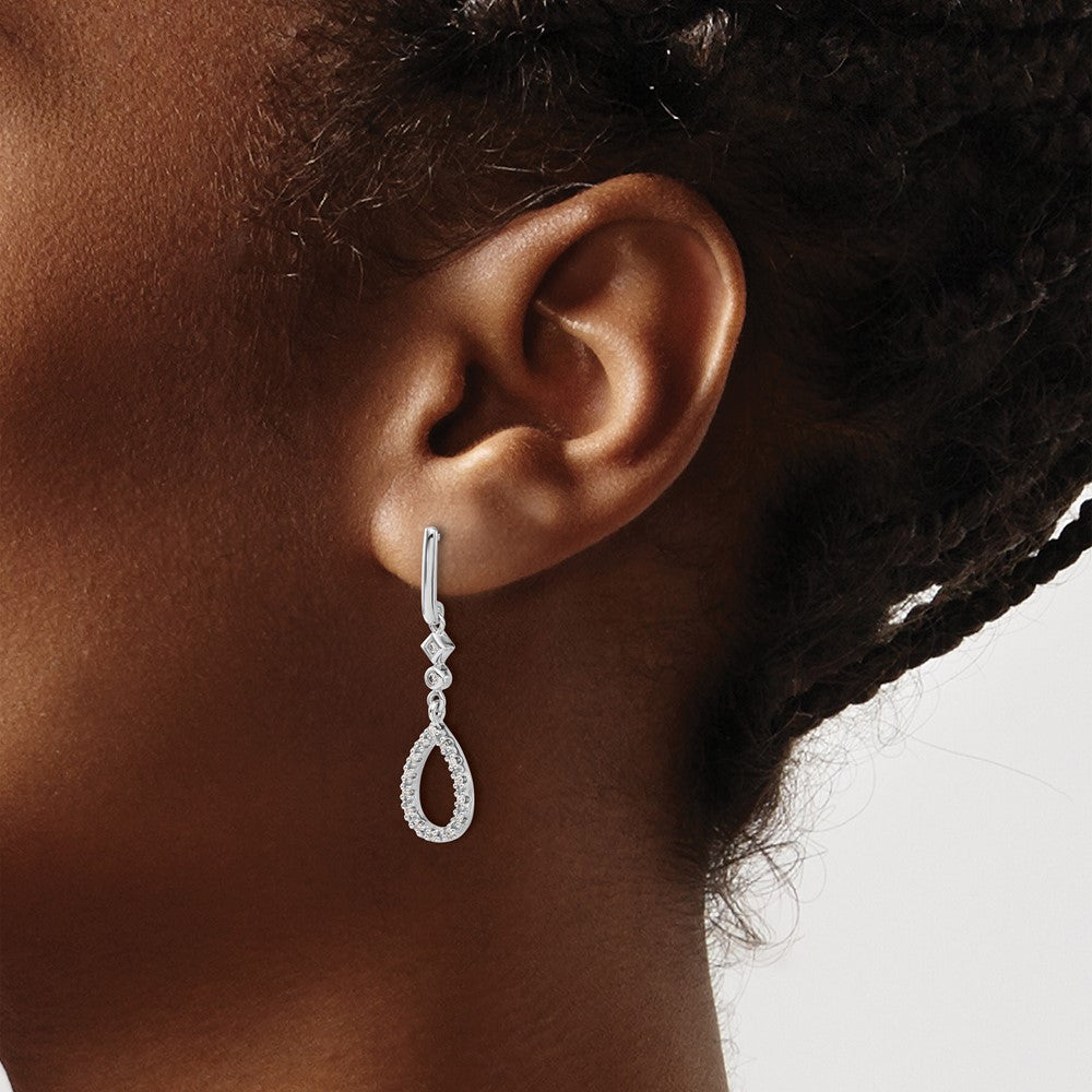 14k White Gold Diamond Teardrop Earrings