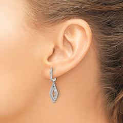 14k White Gold Diamond Teardrop Hinged Dangle Earrings