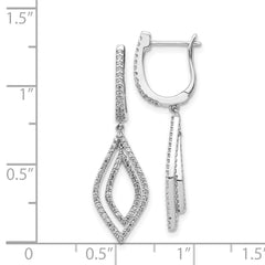 14k White Gold Diamond Teardrop Hinged Dangle Earrings