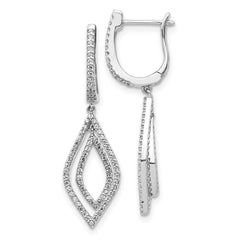 14k White Gold Diamond Teardrop Hinged Dangle Earrings