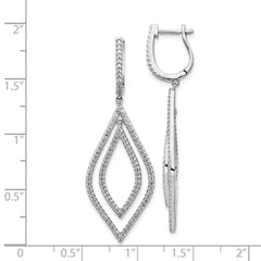 14k White Gold Diamond Teardrop Hinged Dangle Earrings - 2
